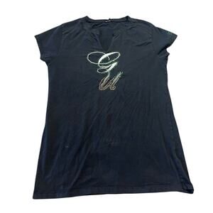 Women's Vintage Y2K Black G-Unit 50 Cent Rap Rhinestone Graphic Tee Womens XL